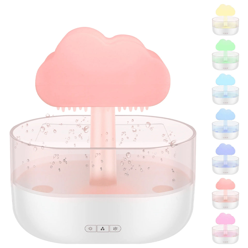 7 Color Lights Rain Cloud Humidifier, Timing Water Drip Aroma Diffuser, Mushroom Waterfall Lamp for Home Office Bedroom